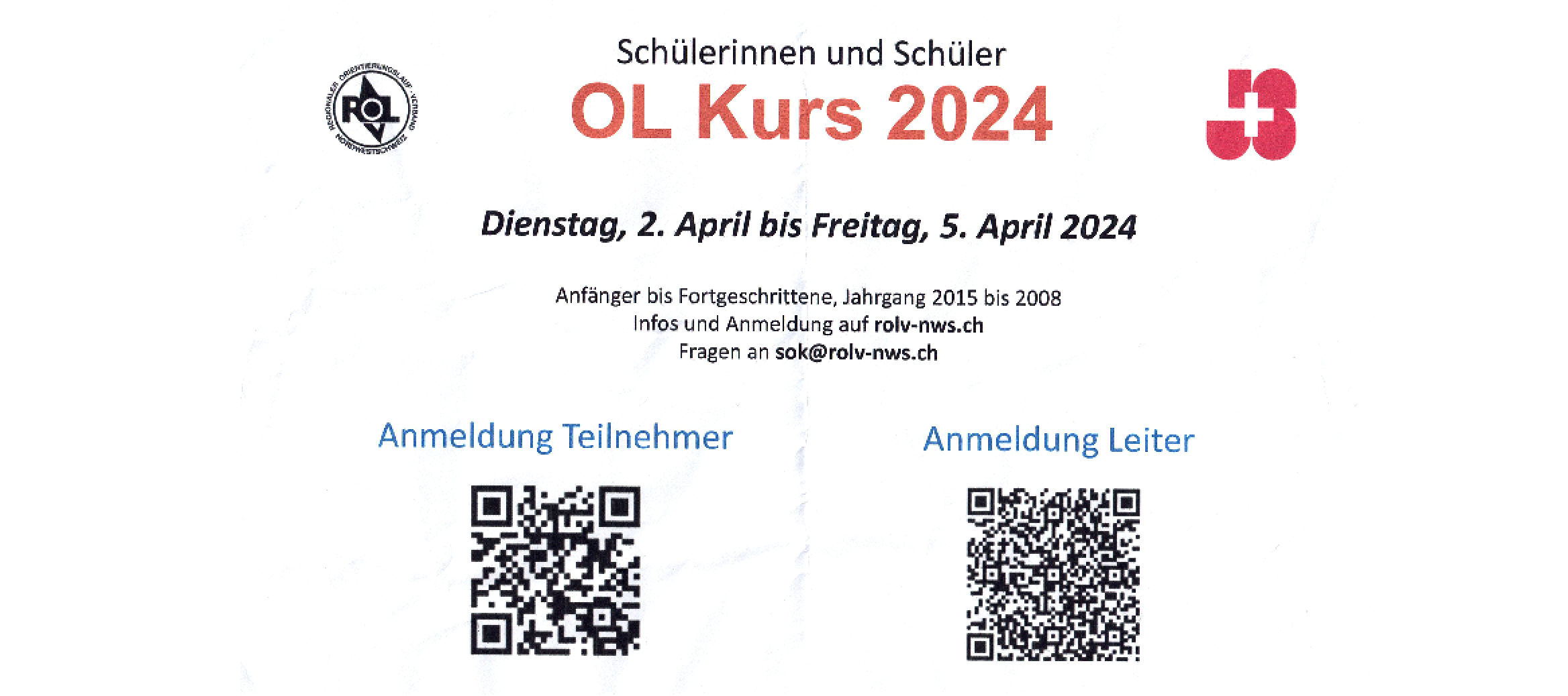 Schülerinnen und Schüler OL-Kurs: 2.-5. April 2024